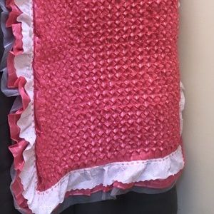 Homemade pink crystal quilt and pillowcase